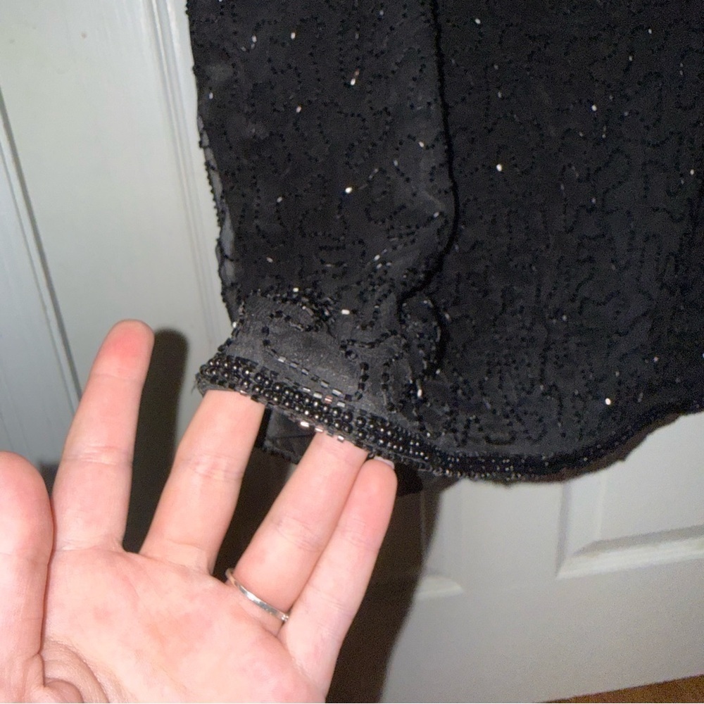 AP Ltd Elegant Black Beaded Midi Dress - Picture 6 of 13